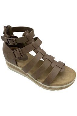 Easy Street Women's Simone Zip Wedge Sandals Taupe - Medium